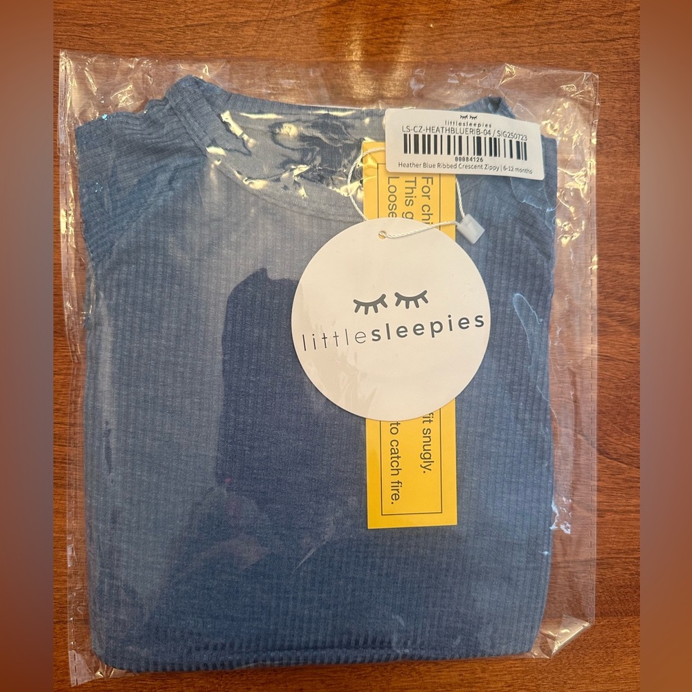 Little Sleepies heather blue crescent zippy